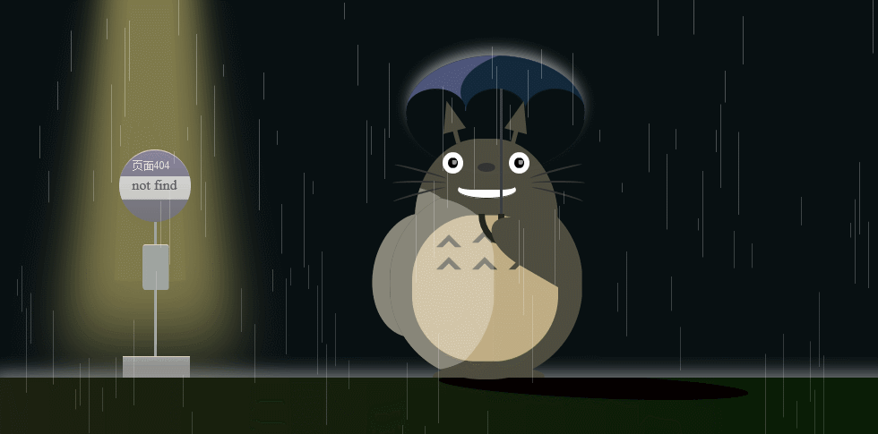HTML 404页面源码 龙猫动漫主题 动画特效 图片