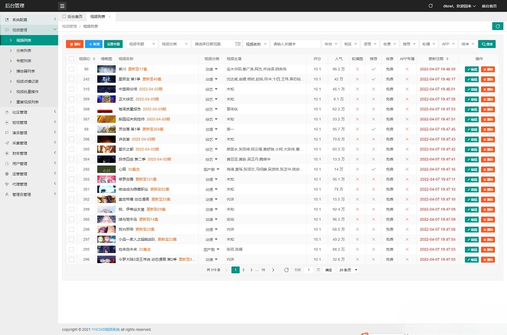 英皇CMS影视网站系统源码 PHP开发 多模板自带采集 图片