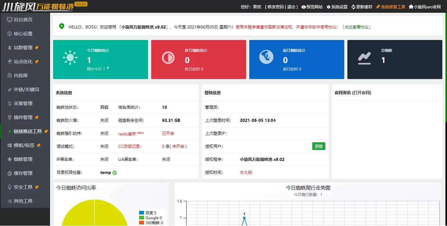 小旋风万能蜘蛛池程序 X9.02 功能全面升级版 图片