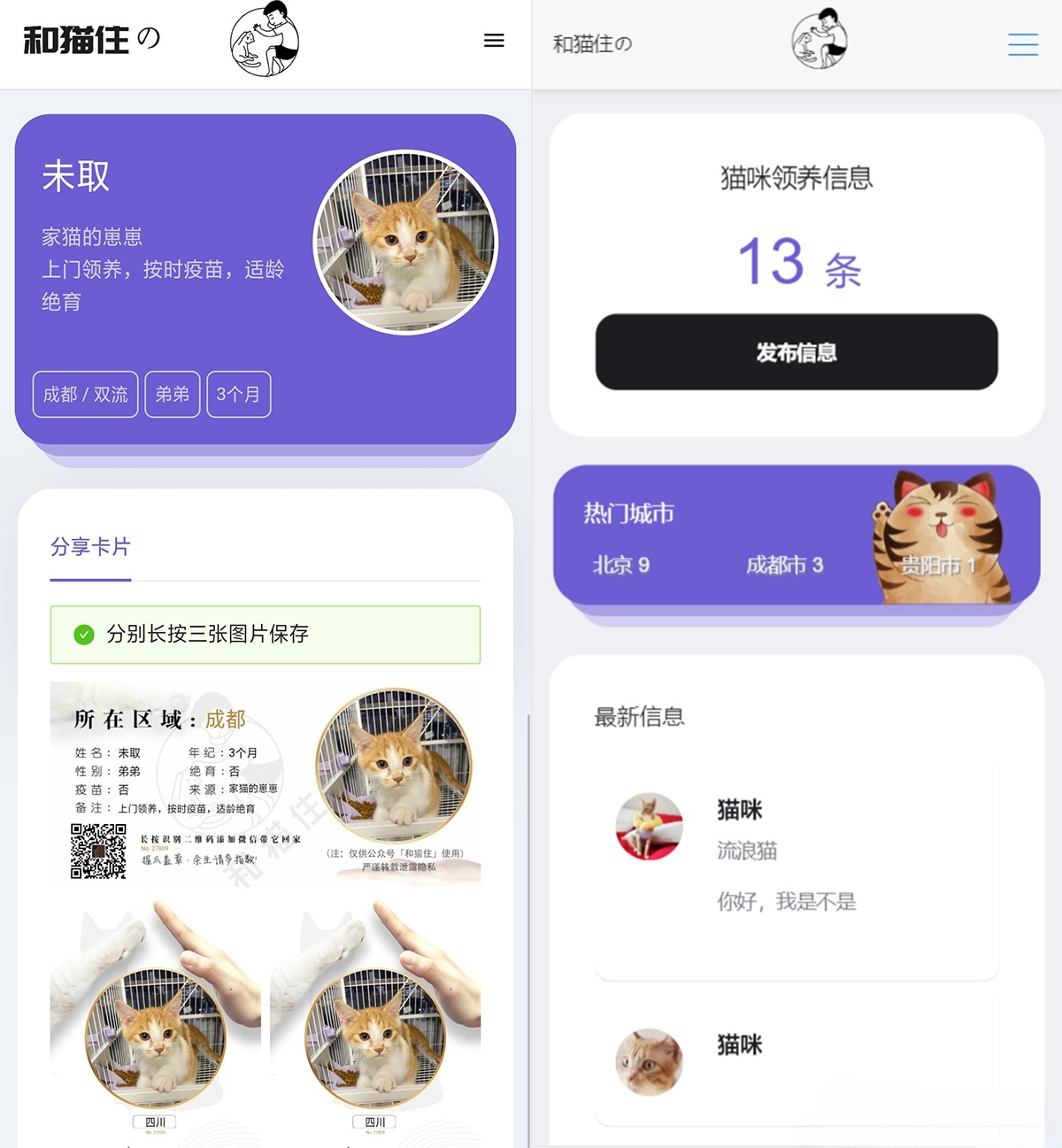 流浪猫狗信息发布H5平台源码 可封装APP 图片