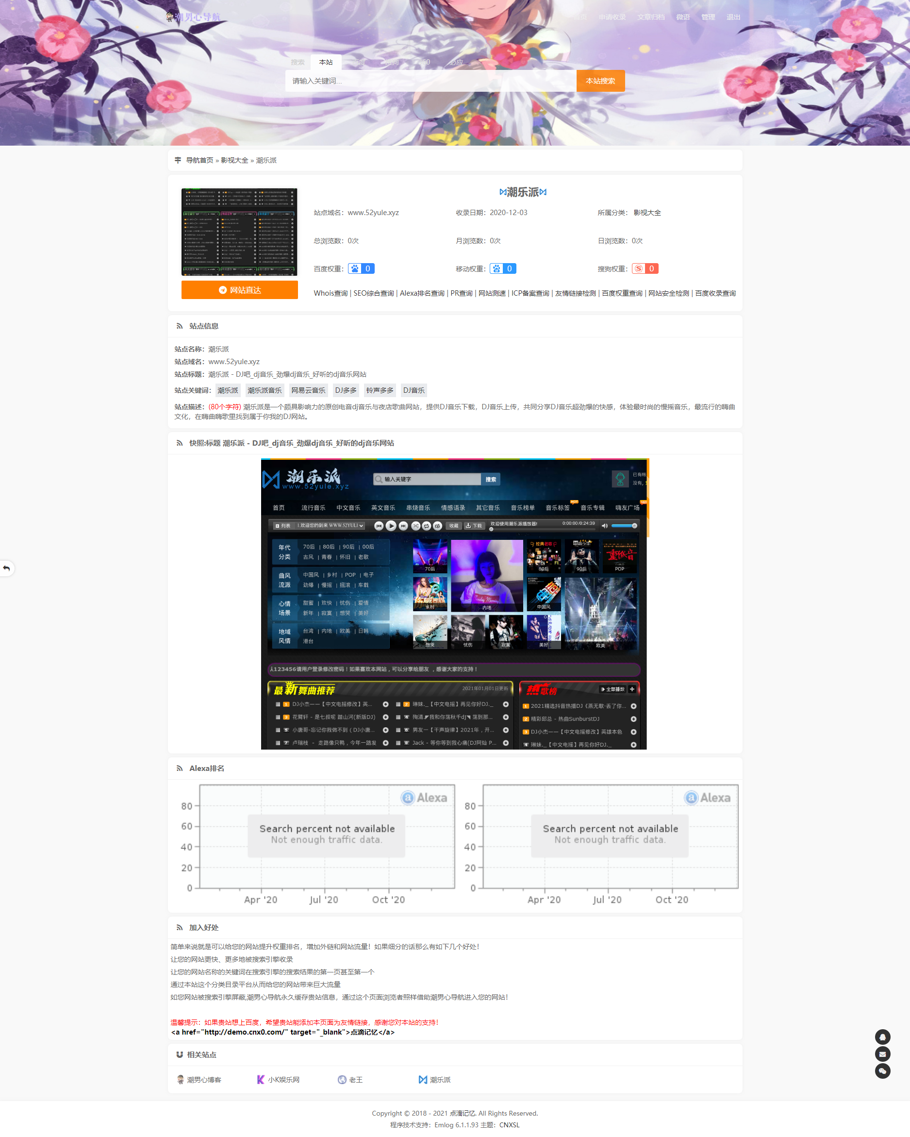 CNXSL emlog导航主题 收录网址与文章管理模板 图片