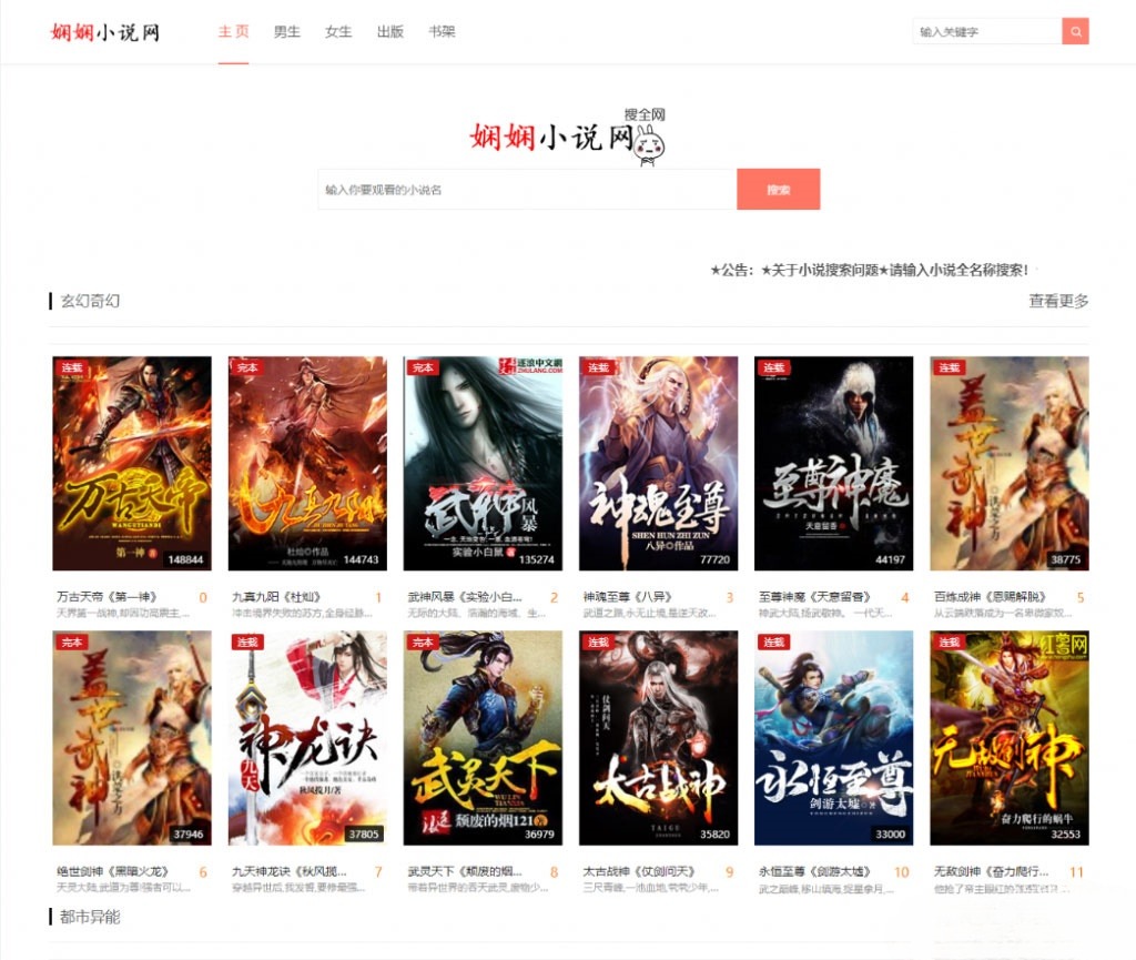 PHP娴娴小说网站源码 PC与移动自适应 封面