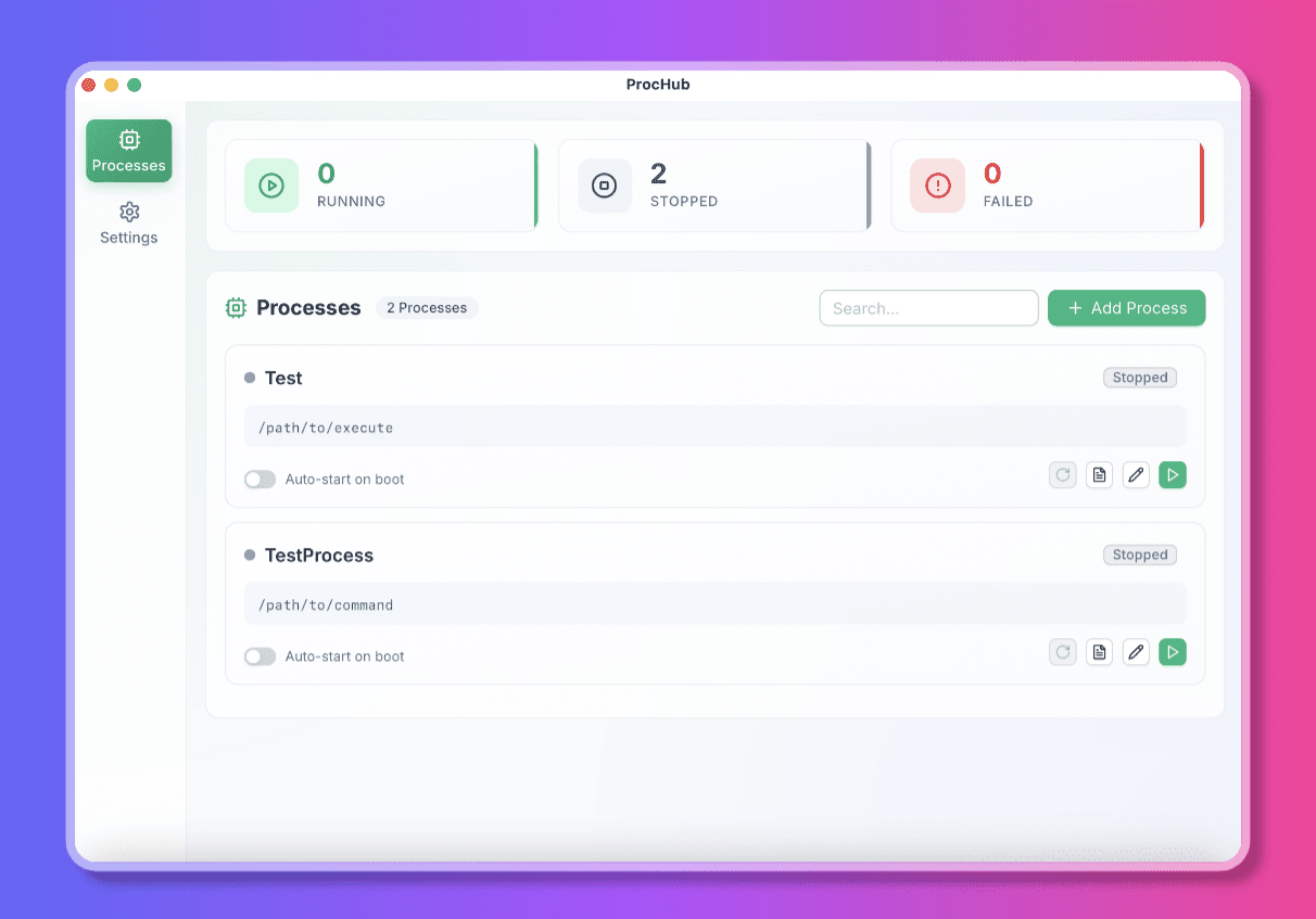ProcHub 跨平台进程管理工具 Go+Vue3+TypeScript 源码 图片