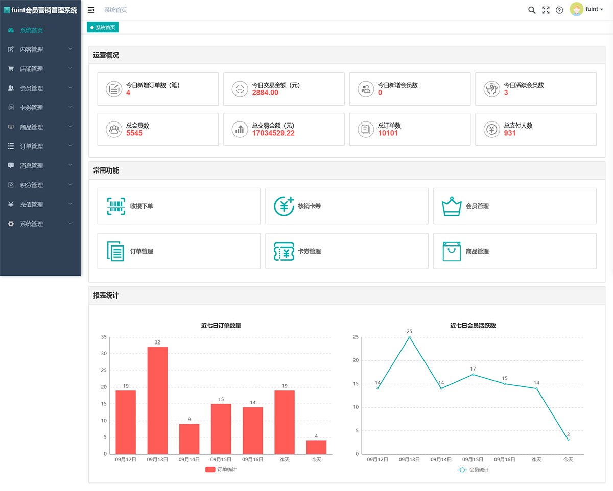 fuint会员营销系统 Java+Uniapp开源会员管理源码 图片