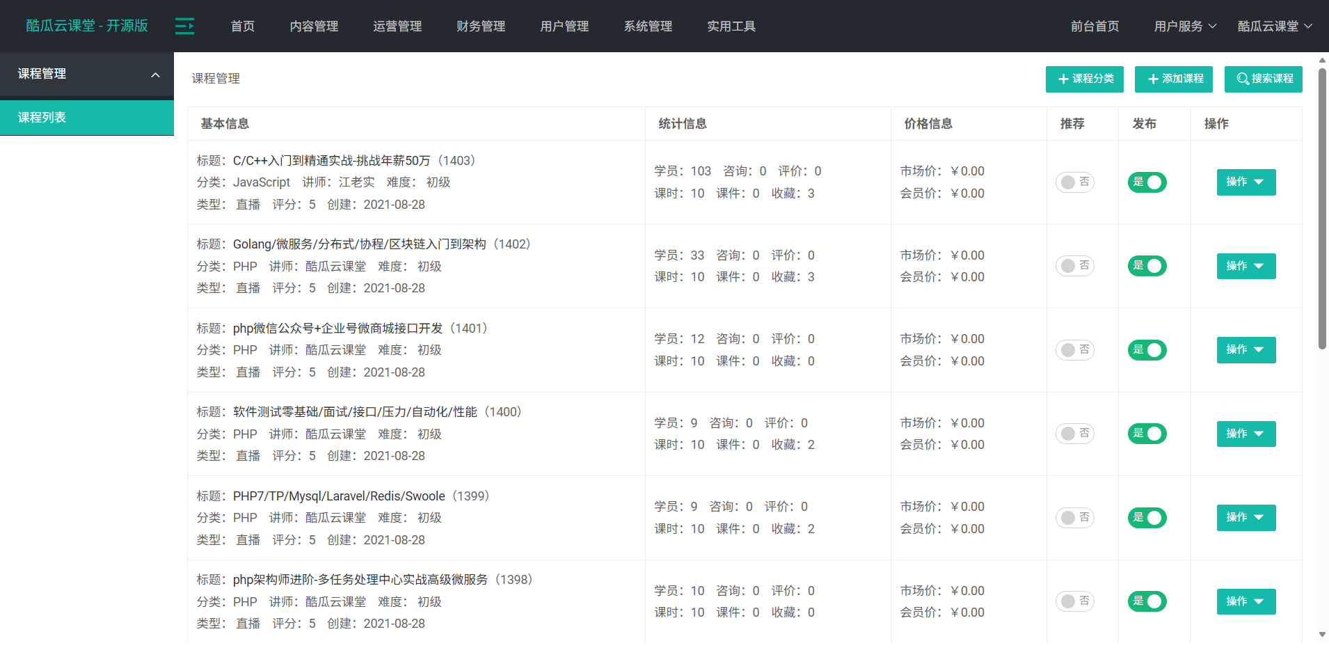 开源网校系统 PHP开发 在线教育平台 知识付费源码 图片
