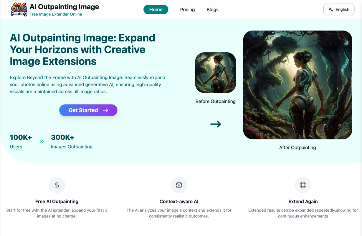 AI扩图网站通用模板 图片
