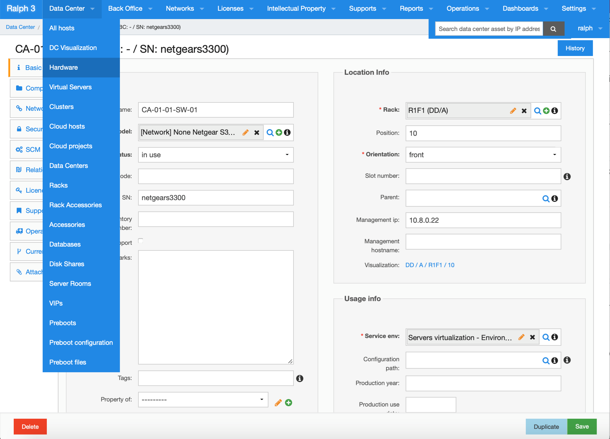 Ralph开源CMDB资产管理系统 数据中心 图片