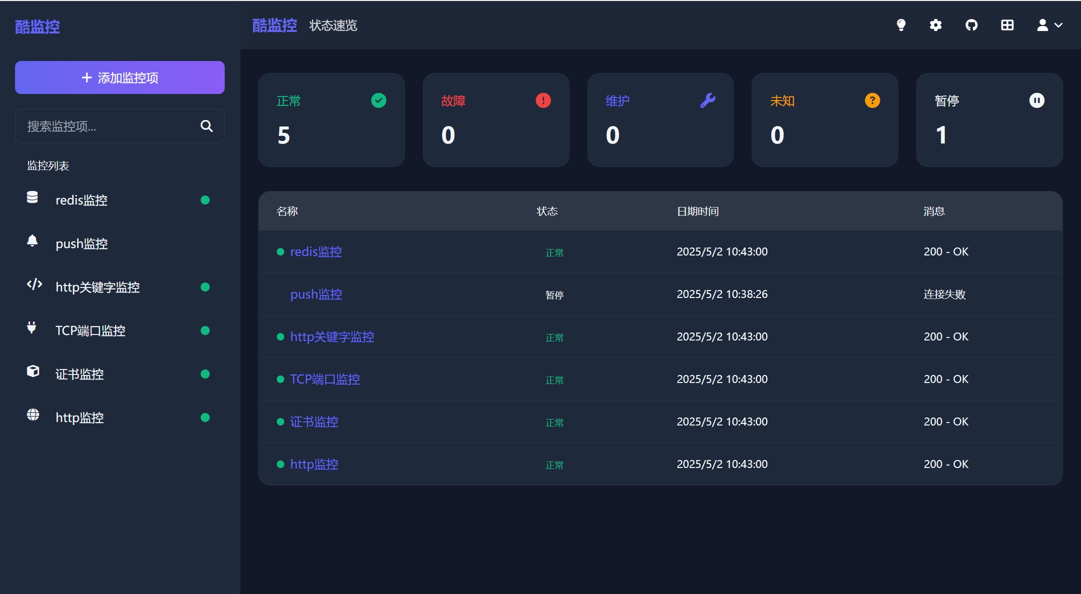 酷监控开源工具 网站接口证书监控 图片
