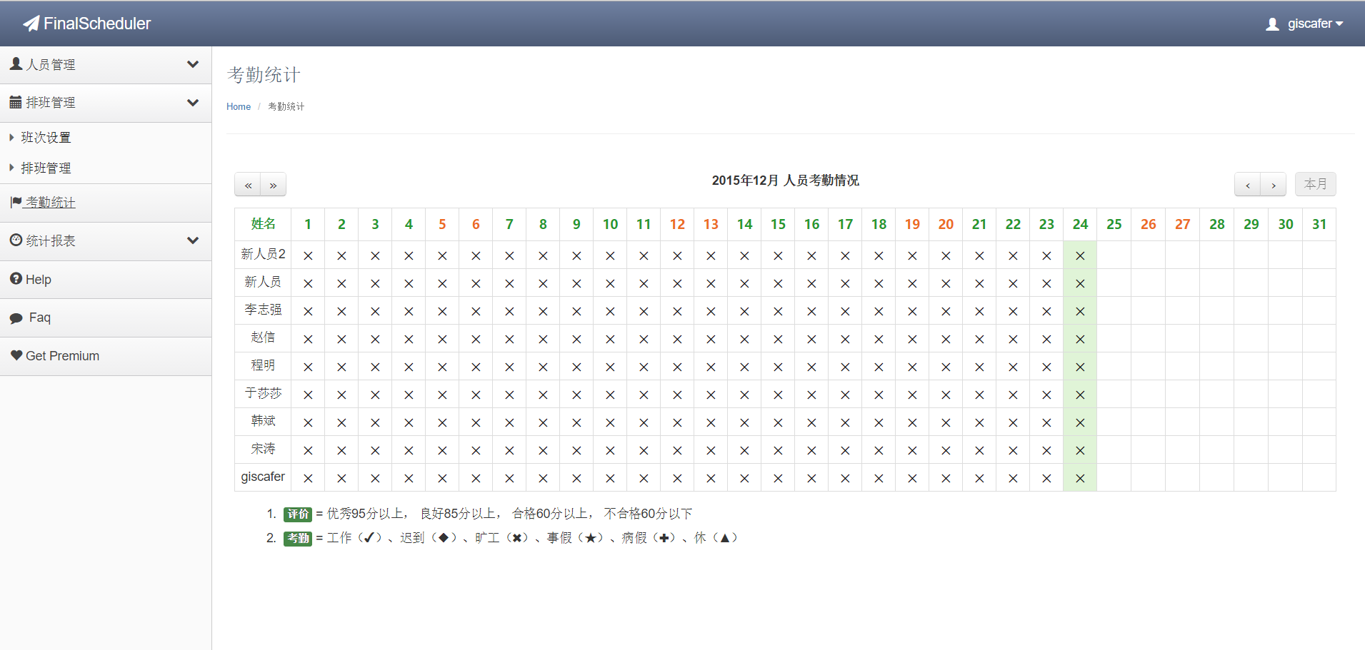 排班考勤管理系统 人员分组班次 图片