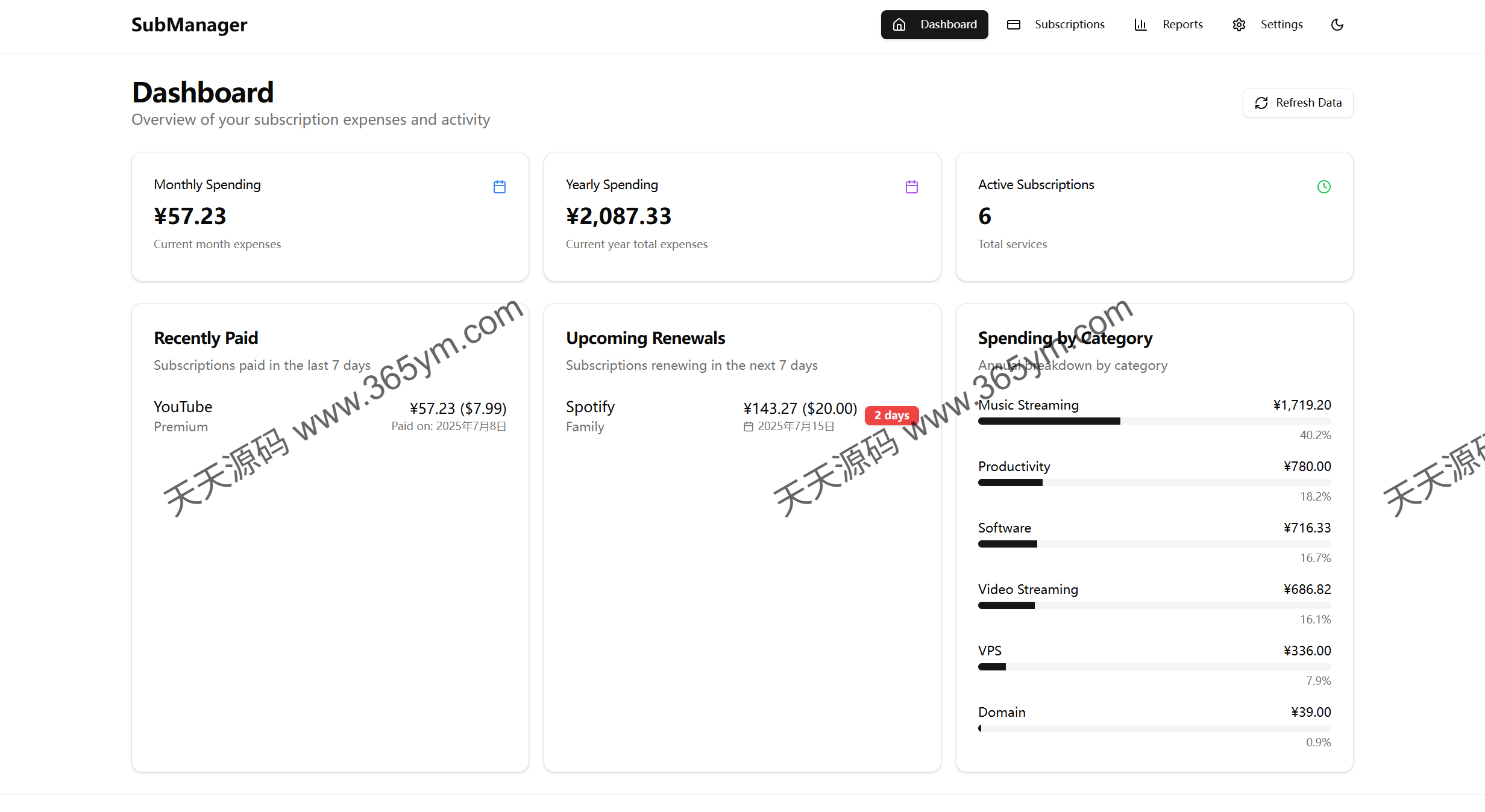 订阅服务管理系统 Docker部署 图片
