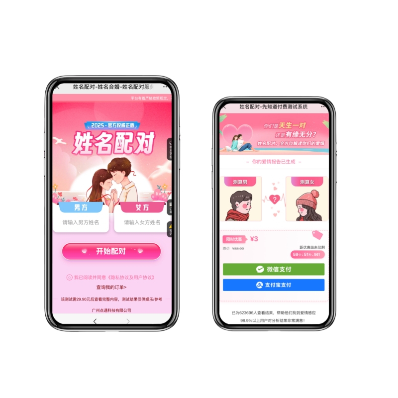 姓名配对HTML+JS源码测算工具支持二开 封面